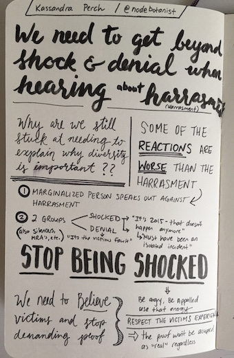 Sketchnotes - We need to get beyond shock & denial when hearing about harassment